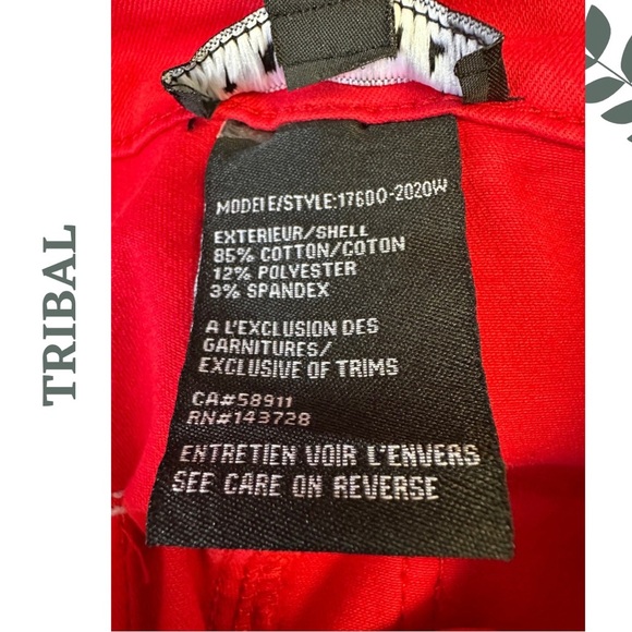 Tribal Jeans Poppy Red Wide Leg Pant 5 Pocket Size 14 - Picture 8 of 9